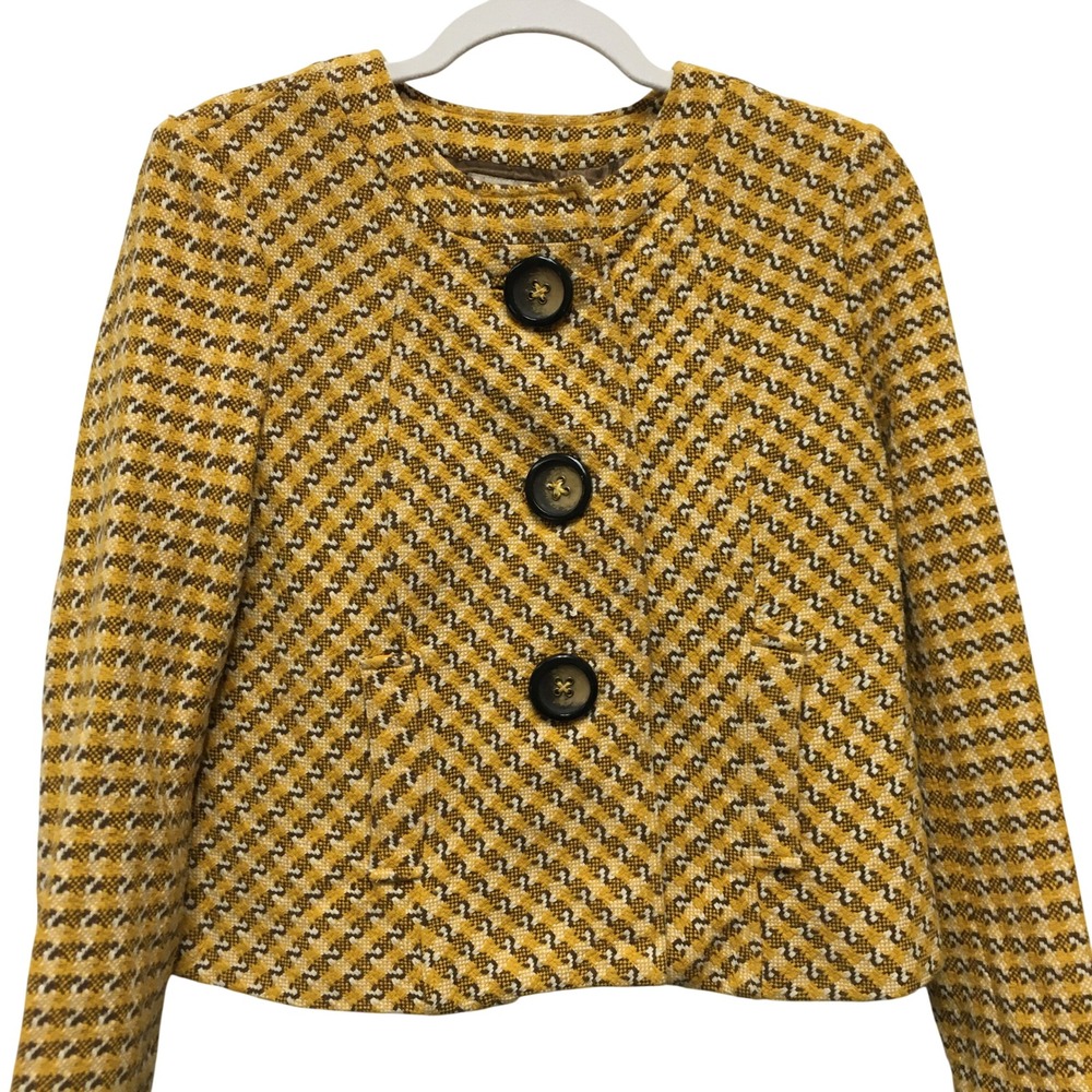ECI Tweed Like Cropped Jacket Women's Petite Medium Mod Preppy Workwear